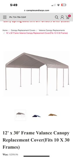 12' x 30'  Canopy Replacement Cover(Fits 10 X 30 Frames)