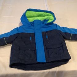 Wonder Kids navy blue fluorescent green hooded zipper coat/jacket (18 mos)  Perfect For the Rain. New With Tags.  $35.00