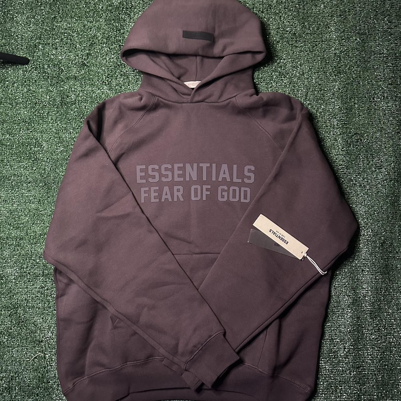 Fear of God Essentials Hoodie Plum Burgundy Purple Size M S L XL Authentic