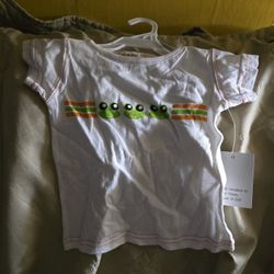 Brand New White Frog Cotton T-shirt 12-18 Months