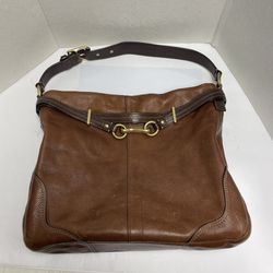 Coach Brown Hampton Leather Hobo Shoulder Bag With Brass Hardware D0(contact info removed)0