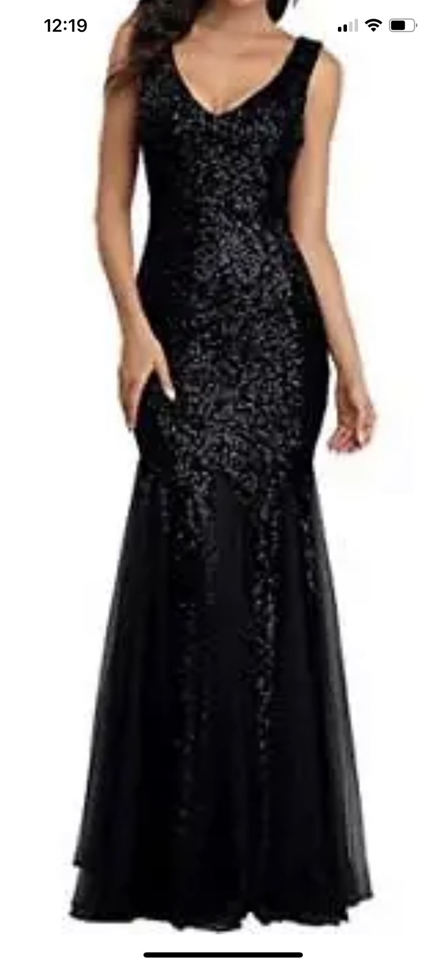 New Black Sequin Party Prom Formal Dress  M or L
