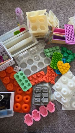 Large Lot of Silicone Molds and Soap Making Supplies