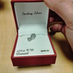 Sterling Silver 1/10th Of A Diamond Heart Necklace ♥️