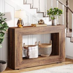 Farmhouse Console Table, 47" Entryway Console Table with Storage, Industrial Hallway Accent Table for Living Room, Entryway