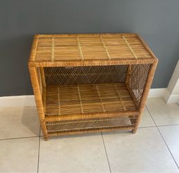 MidCentury Rattan 2-Tier Multi-Use Stand