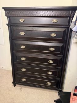 Dark Wood Tall Dresser with 6 Drawers (heirloom quality)