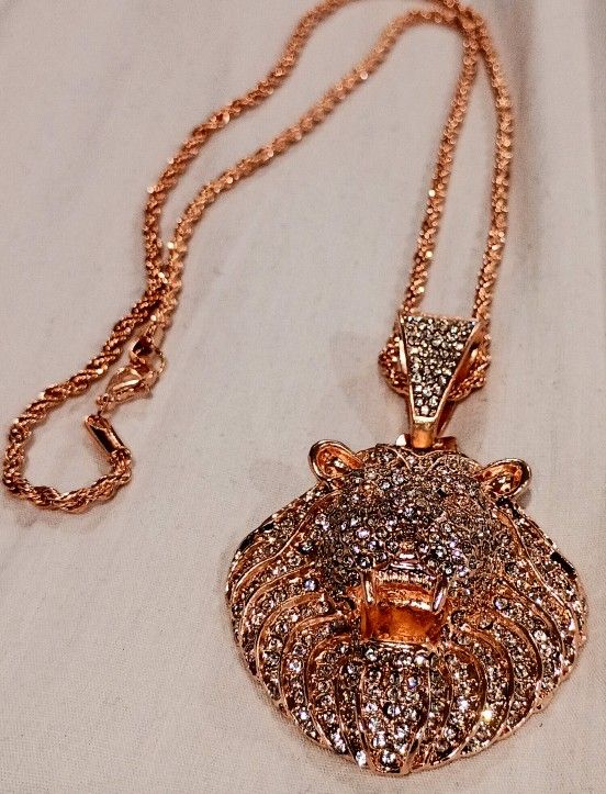 Rose Gold Plated Lion High Quality Necklace 