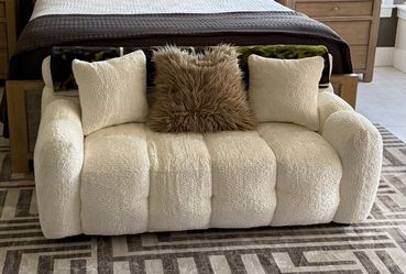 Beige White Boucle Loveseat