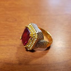 Exquisite 18K filled Gold Rings Natural Gemstone Ruby Ring Wedding Fine Jewelry. Size  9 Thumbnail