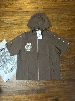 Saint Vanity Hooded Nylon Top Brown