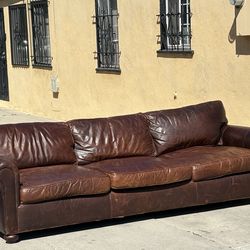 Restoration Hardware Lancaster Leather Couch - 9ft Luxe