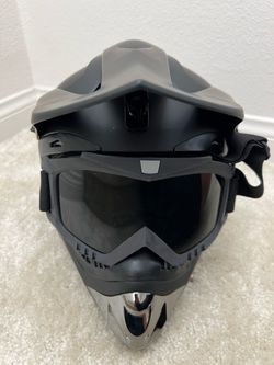 Matte Black Full Face Motorcycle Helmet with Goggles size m new