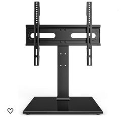 Universal TV Stand - Table Top TV Stand for 27-60 inch LCD LED TVs - 9 Level Height Adjustable TV Base Stand with Tempered Glass Base & Wire Managemen