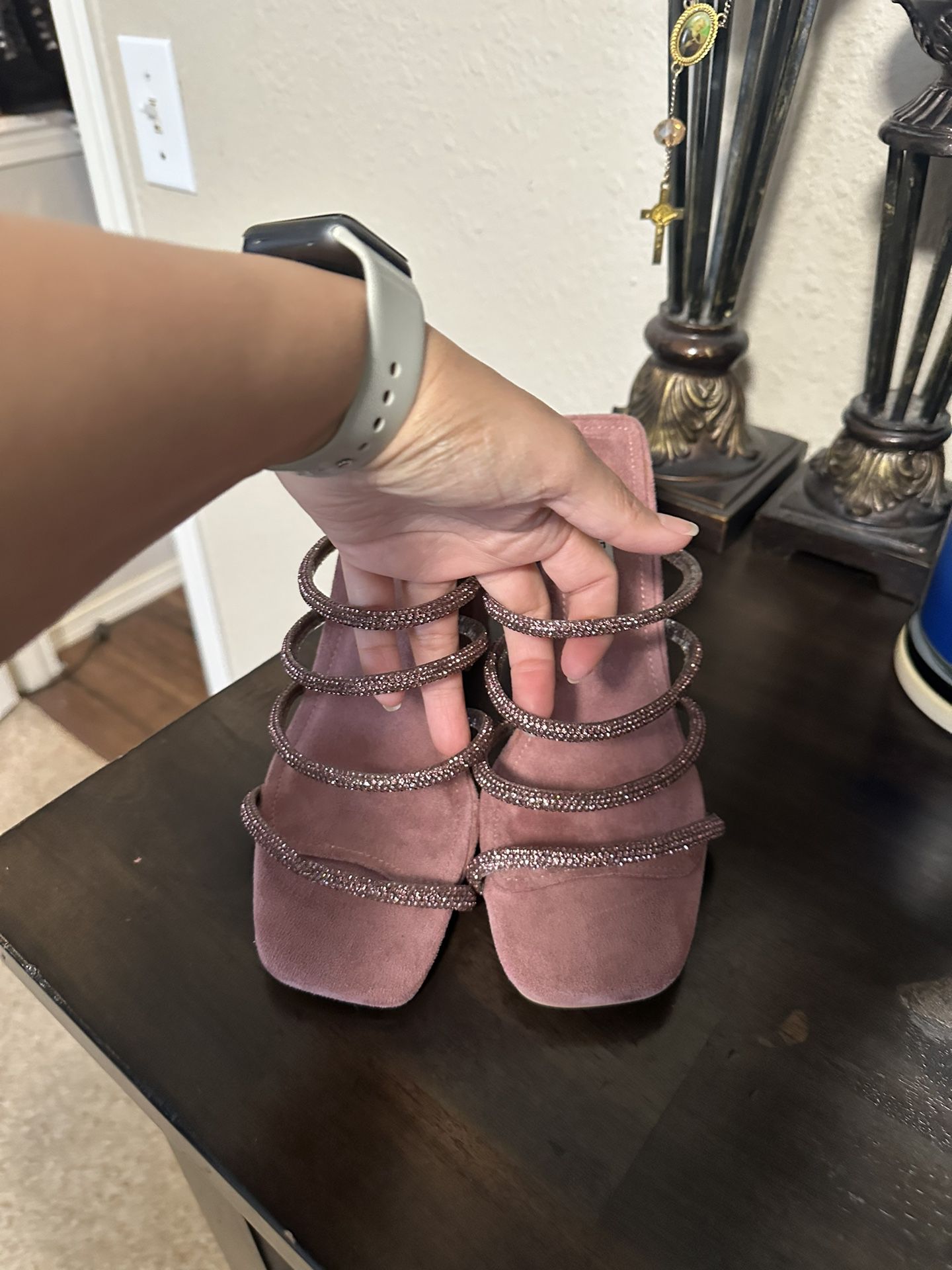 Pink Sandals Heels Size 7
