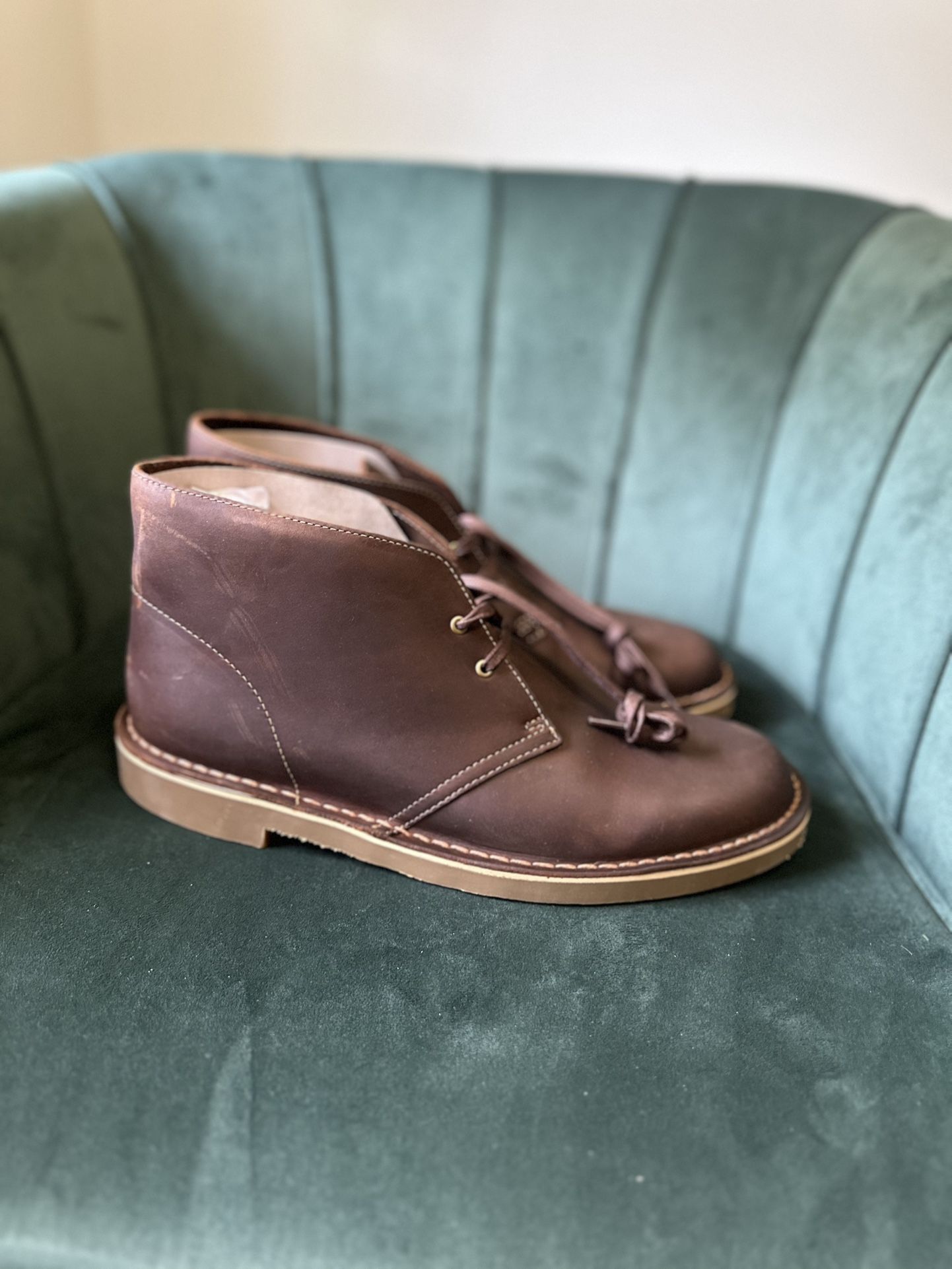 Men’s Clarks Brown Leather Boots Brand New
