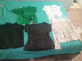 All the clothes Dresses, shirtlong sleeve, shirt , Xmas sweater, black bag, wallet pink