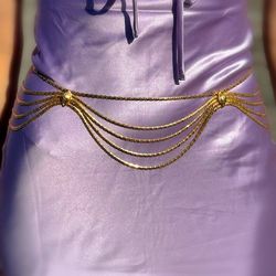 Vintage Designer CHRISTIAN DIOR Gold Tone Belly Chain Belt Necklace Limited Edition