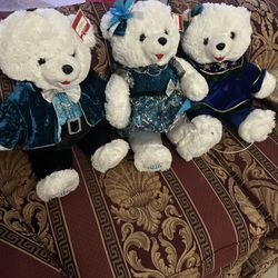 3x christmas snow flakes teddy bears size 20" collectibles 