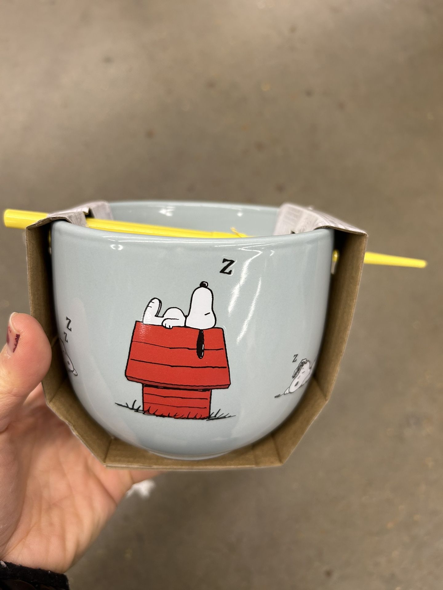 NWT Snoopy Ceramic Bowl with Chopsticks