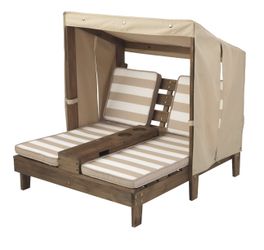 Outdoor Double Chaise Lounge With Cup Holders