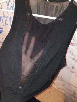 Black Mesh Panel Sleeveless Top