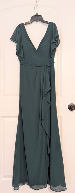 Forest Green Graduation/Bride's Maid/Evening Dress With Slit