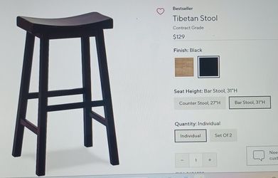 Pottery & Barn - Bar Stools In Wood, Black, 31" H