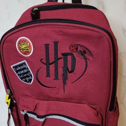 Harry Potter Red Backpack with Patches Gryffindor Slytherin Ravenclaw