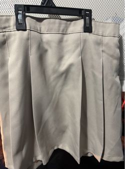 Beige Pleated Mini Skirt and Mini