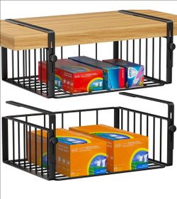2Pack Under Shelf Basket Storage,Adjustable Hanging,Black