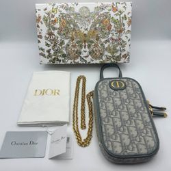 Christian Dior 30 Montaigne Call'in Phone Holder Oblique Jacquard Bucket Bag 2023 full set like new
