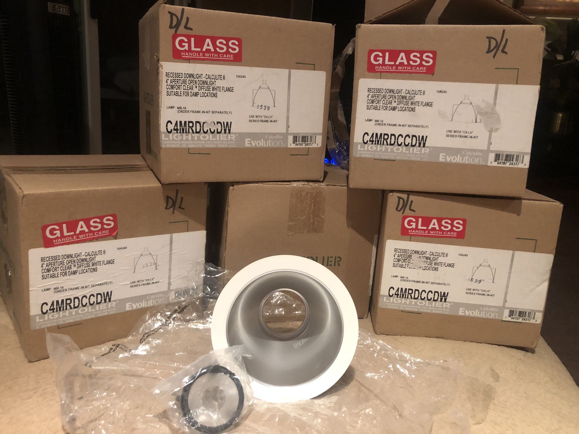 Lightolier C4MRDCCDW NEW 4” Recessed Downlight - 6 Available - White Flange