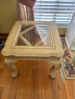 Square End Table with Glass Top