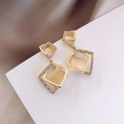 Luxury Gold Drop Earrings ✨ Sparkle Statement Fashion Jewelry