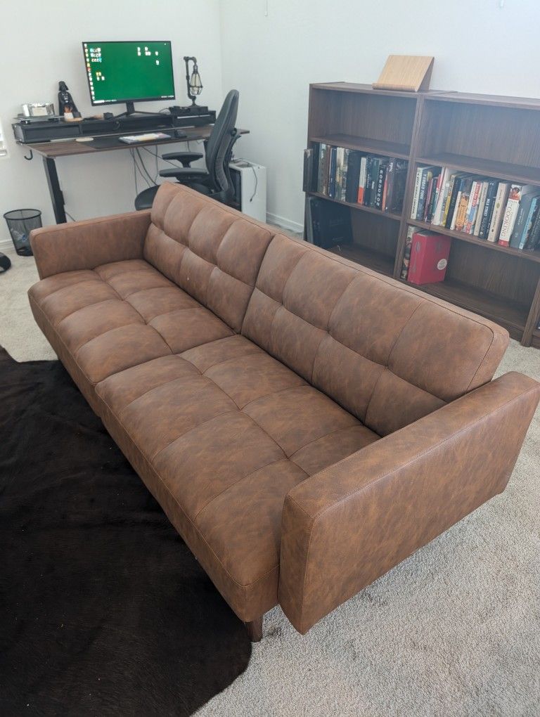 Faux Leather Couch / Futon