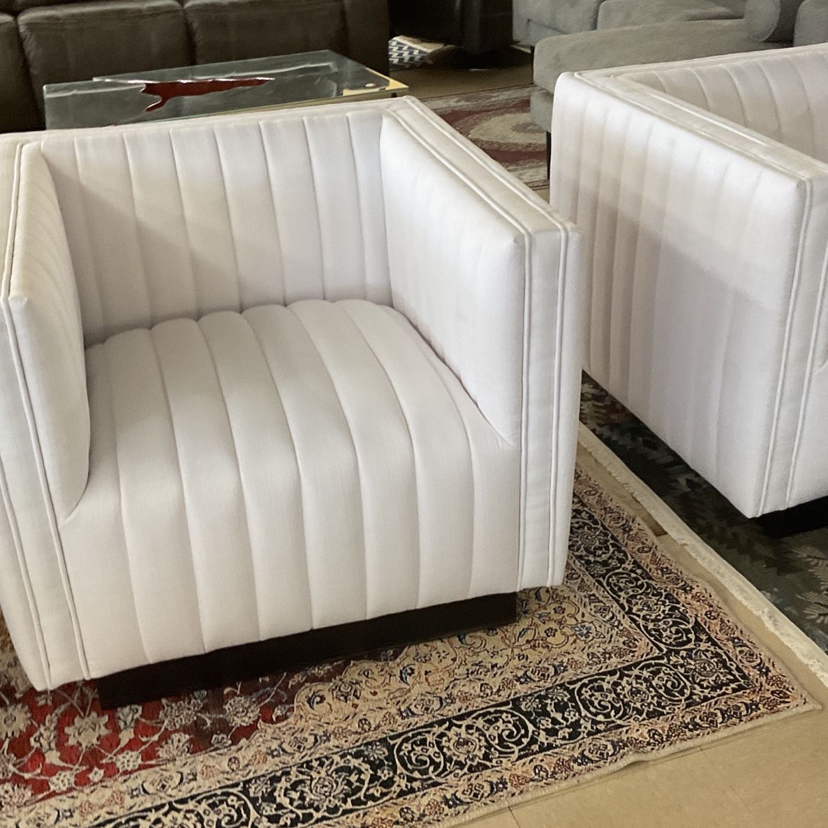 👀💕 White 3 Piece Cube Shaped Accent Chair Set 