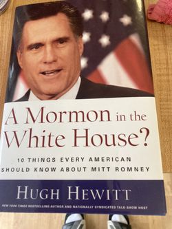 SIGNED MITT ROMDEY & HUGH HEWITT BOOK 