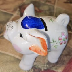 Vintage Hand Painted Ceramic Piggy Bank Made In Occupied Japan