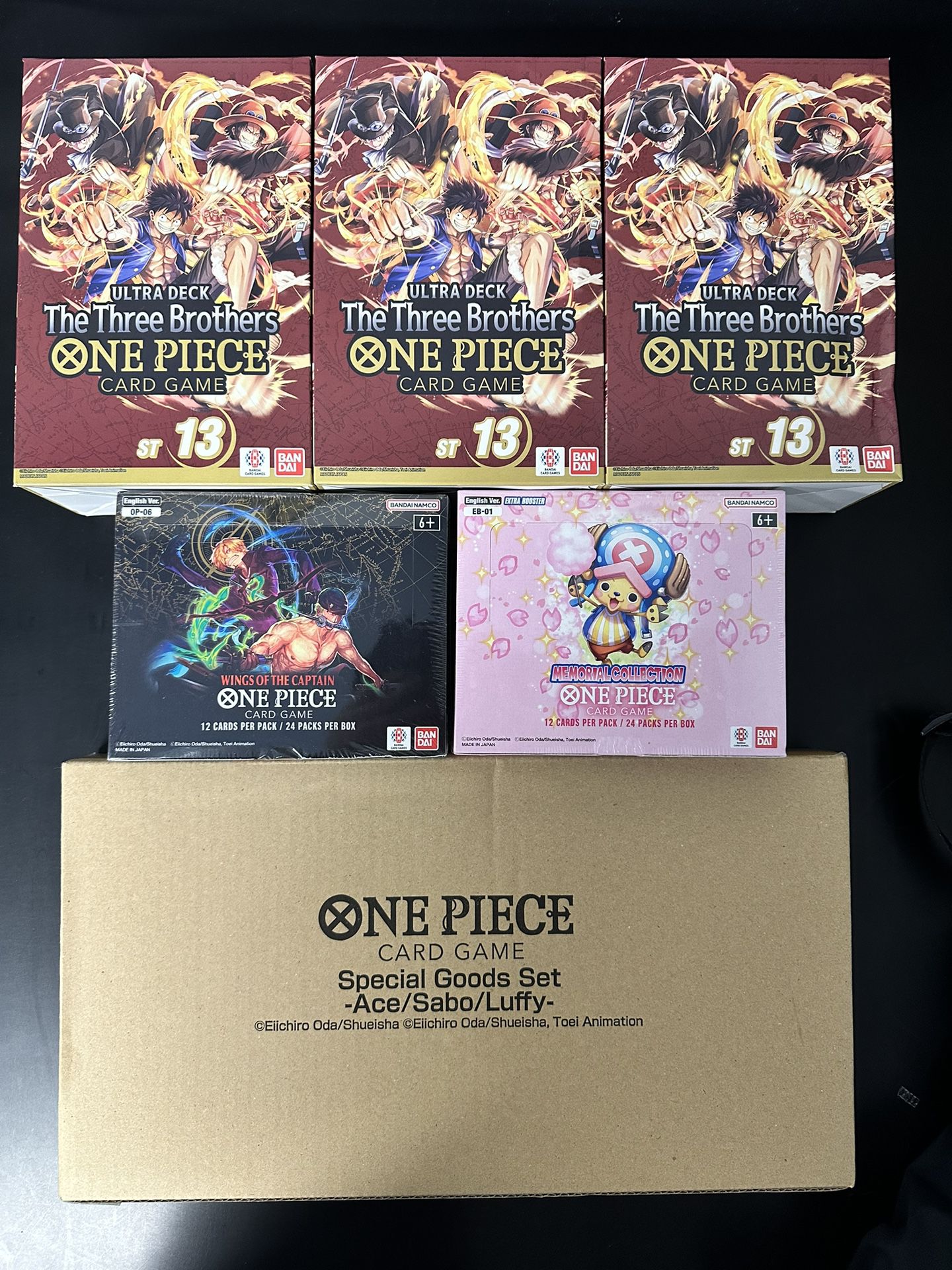 One Piece Trading Card Game Booster Box Starter Deck Playmat Bundle 