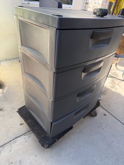 Gray Plastic 4-Drawer Storage Cart