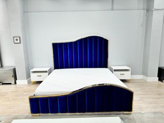 King bed frame / cama king azul velvet