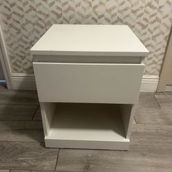 White bedside table