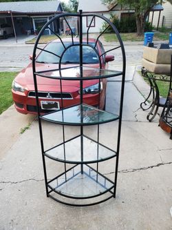 Black Metal Corner Glass Shelf
