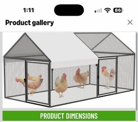 New in box Metal Chicken Coop 79"×40"×40" Chicken Run with Waterproof Cover Portable Poultry Cage Walk in Hen House Outdoor Backyard Farm Animal Enclo