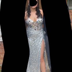Silver Prom Dress Size 6