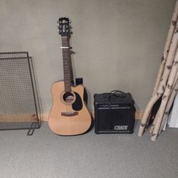 Mitchell Acoustic Electric Guitar And Crate Amp