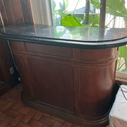 Wood Bar With Marble Top