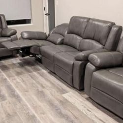 New 3 Piece Recliner Couch, Loveseat And Chair! Free Delivery 🚚! Free Assembly! 