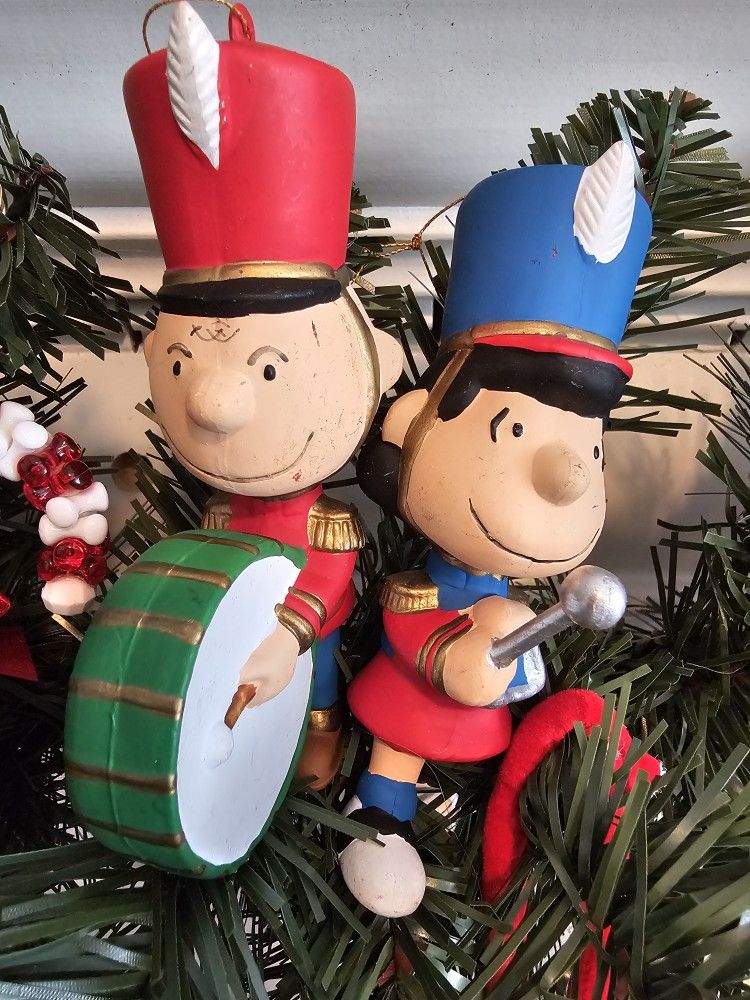$15.00 - Christmas Peanuts Ornaments, Lucy & Charlie Brown Drummers By Kurt S. Adler - "Like New" Condition!